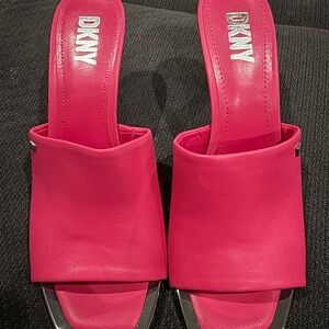 DKNY Pink Women's Mules with Silver Accents